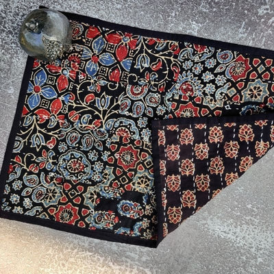 Black Cotton Patchwork Table Mat