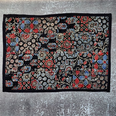 Black Cotton Patchwork Table Mat