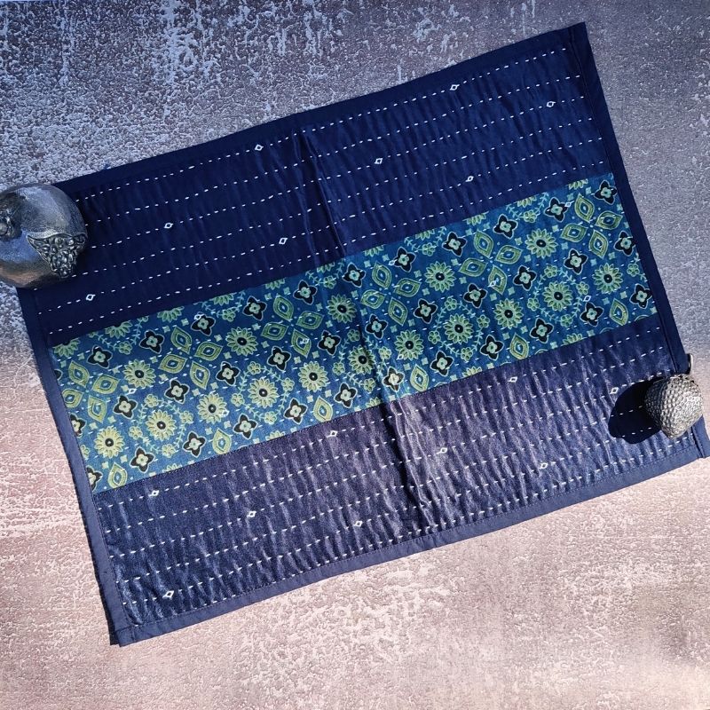 Blue Mashru Patchwork Table Mat