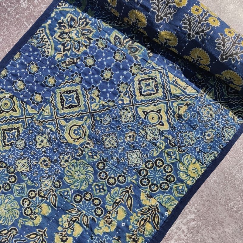 Blue & Green Cotton Patchwork Table Runner