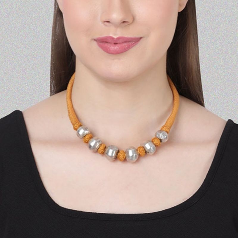 Dhol Silver Mustard Necklace