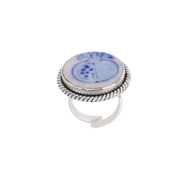 Gulnaar Blue Pottery Silver Ring