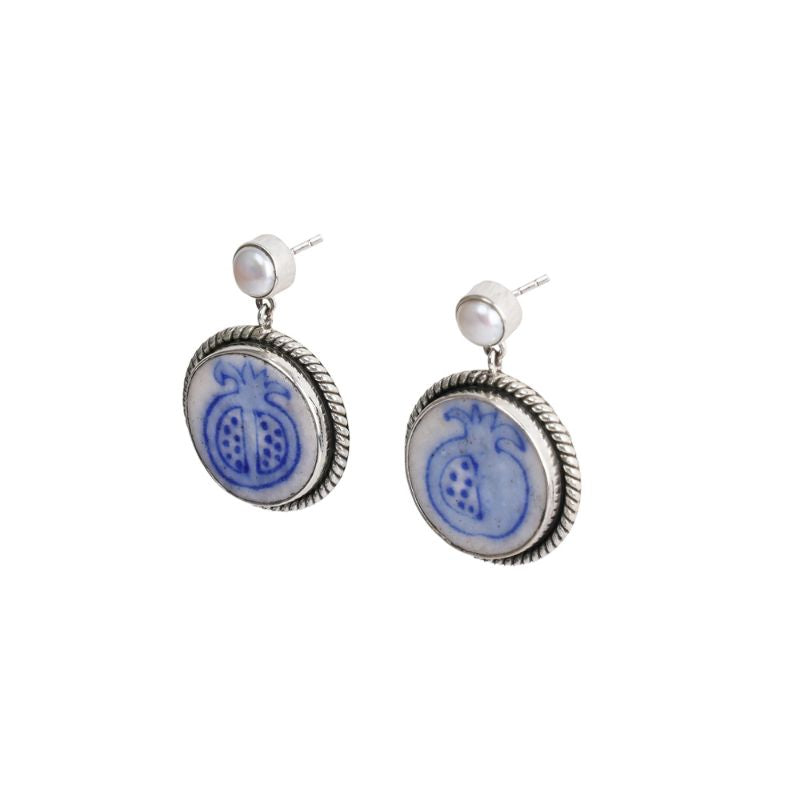 Nar Blue Pottery Silver Earring