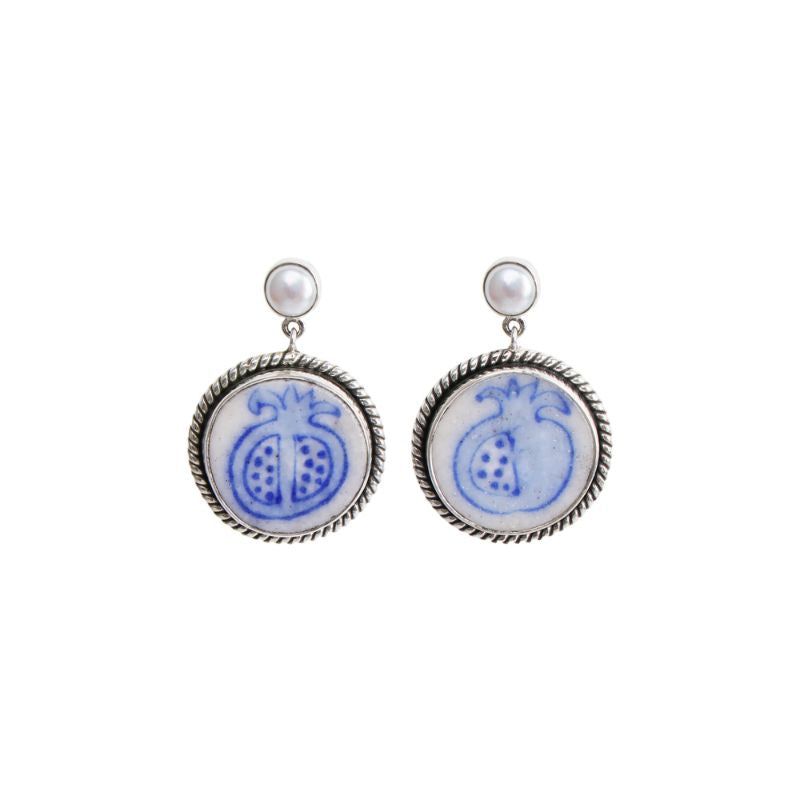 Nar Blue Pottery Silver Earring