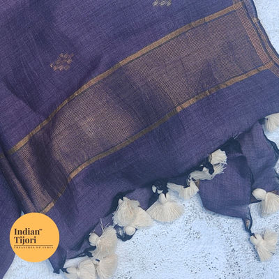 Aadhila Handloom Jamdani Linen Cotton Stole