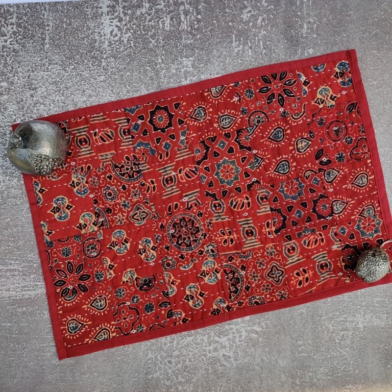 Red Cotton Patchwork Table Mat