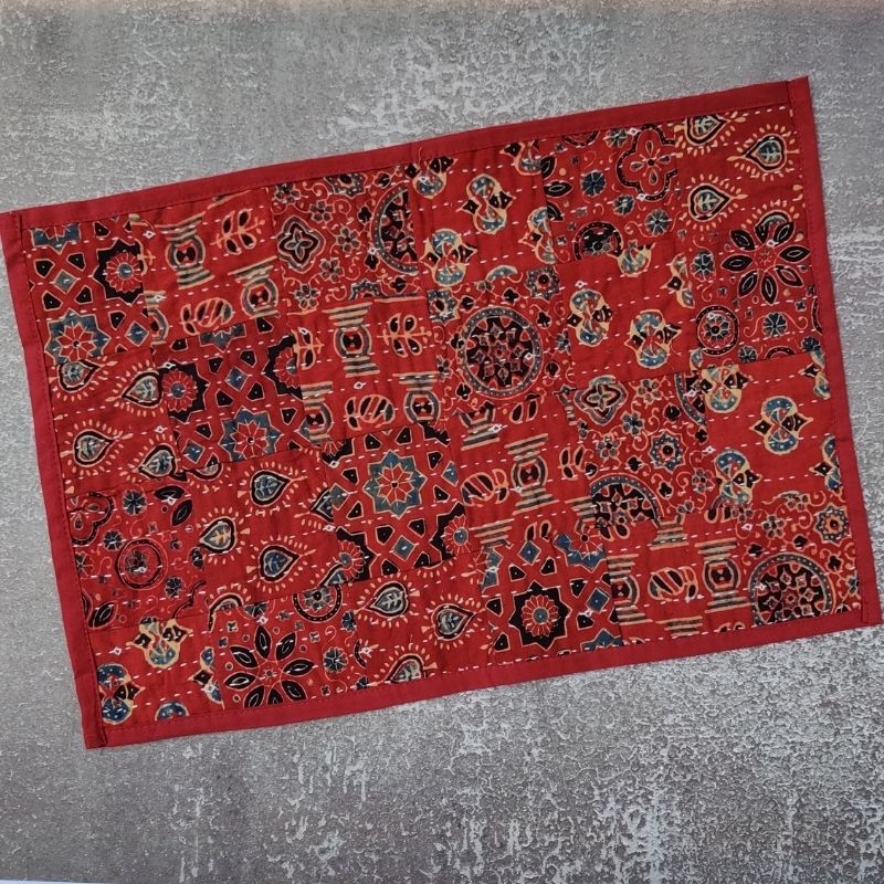 Red Cotton Patchwork Table Mat