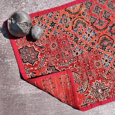 Red Cotton Patchwork Table Runner