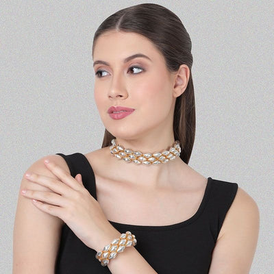 Silver Dholki Bead Mustard Choker