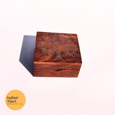 Tree of Life Brass Inlay Wooden Box (Small)