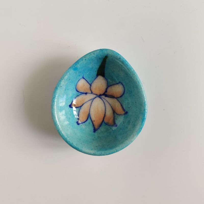 The Padma Diya Sky Blue Pottery Gift Set (Set of 4 Diya’s)