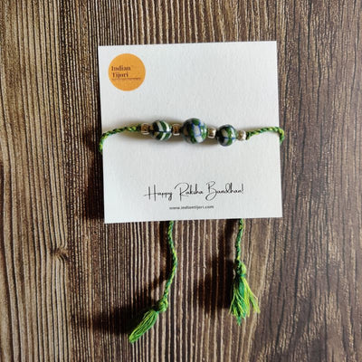 Green Patwa & Blue Pottery Rakhi