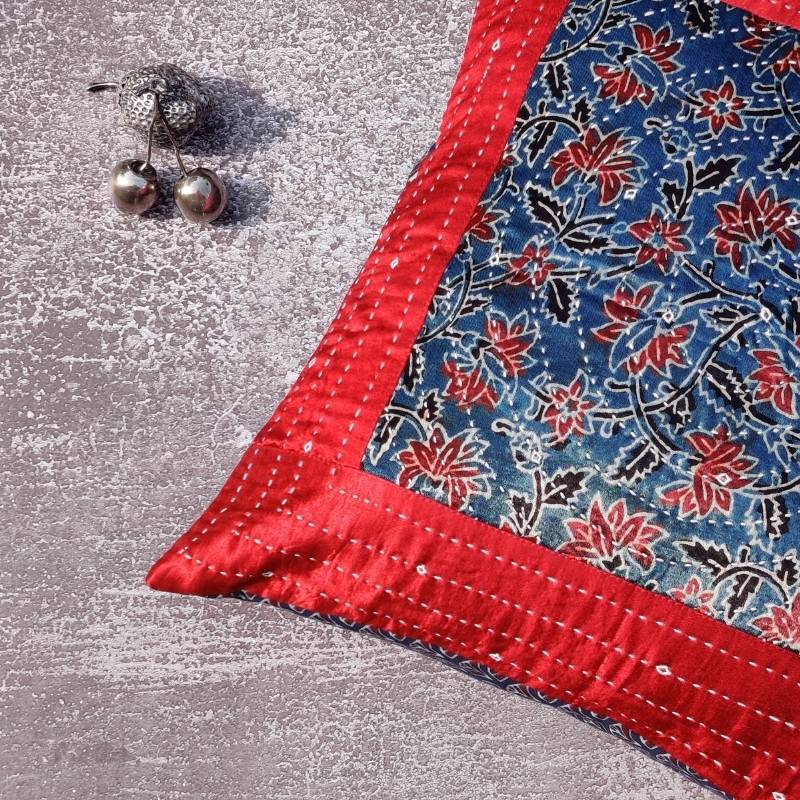 Red Ajrakh Set of 2 Patchwork Cushions