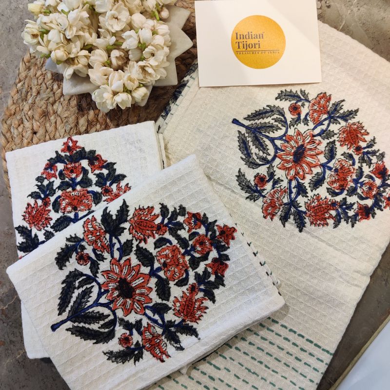 The Guldasta Handblock Towel Set