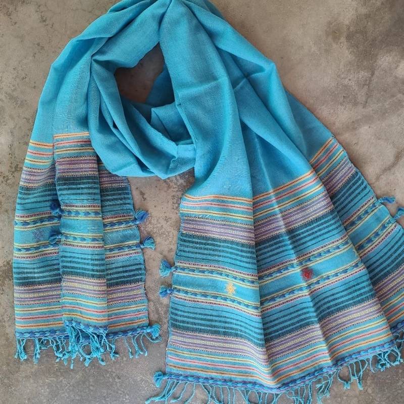 The Kan Chand Sky Blue Kutch Stole