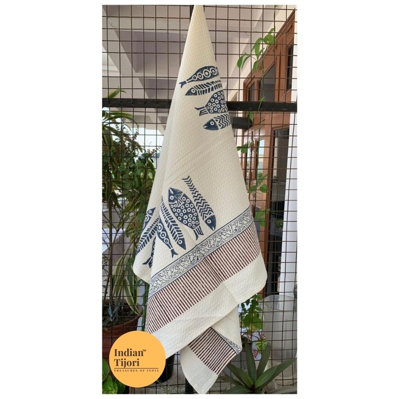 The Matsya Handblock Bath Towel