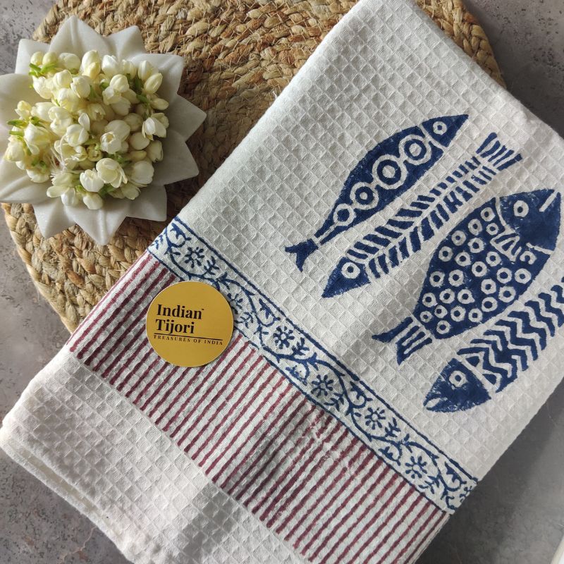 The Matsya Handblock Towel Set