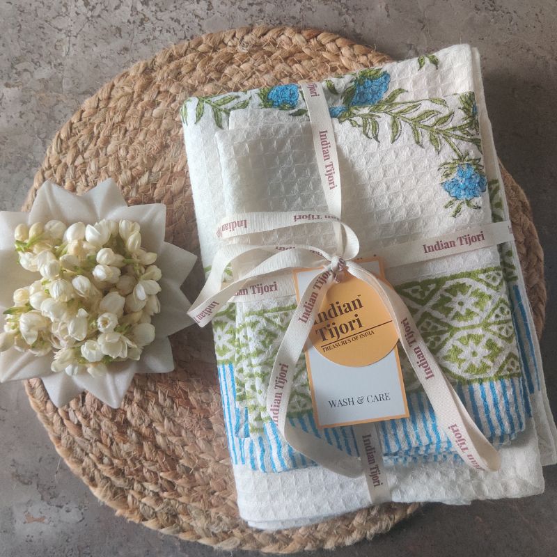 The Meera Handblock Towel Set